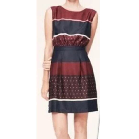 NWT Loft Sleeveless Pleated Colorblock Lightweight Mini Dress‎ Size 2 Whimsy - Picture 2 of 8